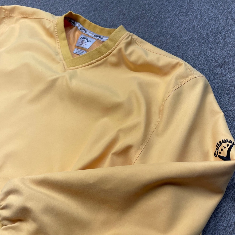Callaway Golf Sport Mens Yellow V-Neck Windbreaker Pullover Jacket Large Sample
